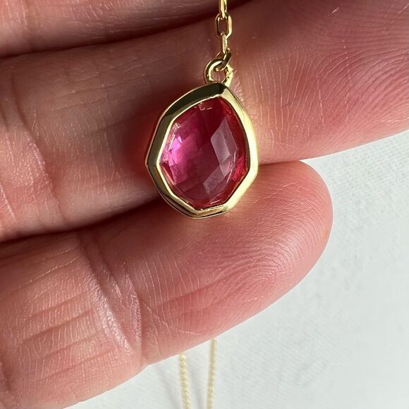 Talia Gold Plate Pink Crystal Y Necklace NWT - Picture 2 of 3